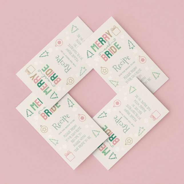 Merry & Bride Christmas Bridal Shower Recipe Enclosure Card (Creator Uploaded)