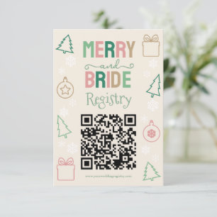 Merry & Bride Christmas Bridal Shower Registry Enclosure Card