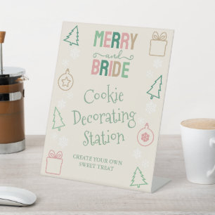 Merry & Bride Cookie Decorating Bridal Shower Pedestal Sign
