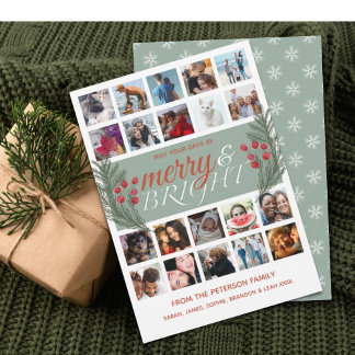 Merry & Bright 20 photo collage Foliage  Holiday Card