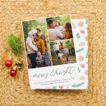 Merry & Bright 3 Photo Collage Christmas Holiday<br><div class="desc">Simple and elegant flat Christmas cards to send to family and friends! The front of this modern design features a photo collage of three custom images. There is one large portrait (vertical) photo and two smaller square photos. Below, "merry & bright" is written in chic script calligraphy with the flourishes...</div>