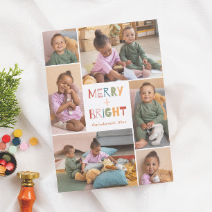 Merry & Bright 6 Photo Collage Christmas Holiday Card