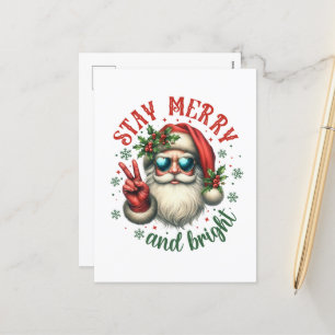 Merry bright add message Santa Holiday Postcard