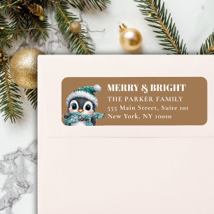 MERRY & BRIGHT! Adorable, Penguin With Santa Hat