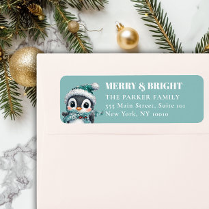 MERRY & BRIGHT! Adorable, Penguin With Santa Hat