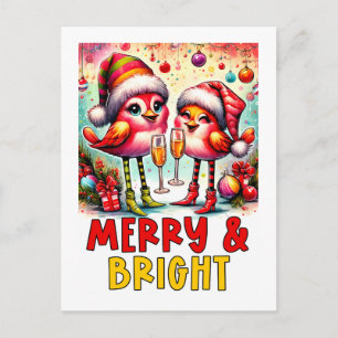 Merry & Bright Birds  Postcard