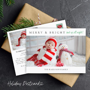 Merry & Bright Birth Announcement Photos Postcard