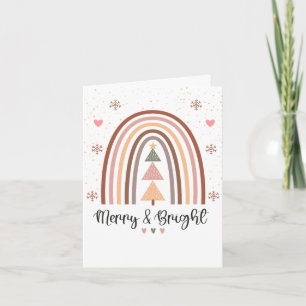 Merry & Bright Boho Rainbow Christmas Card