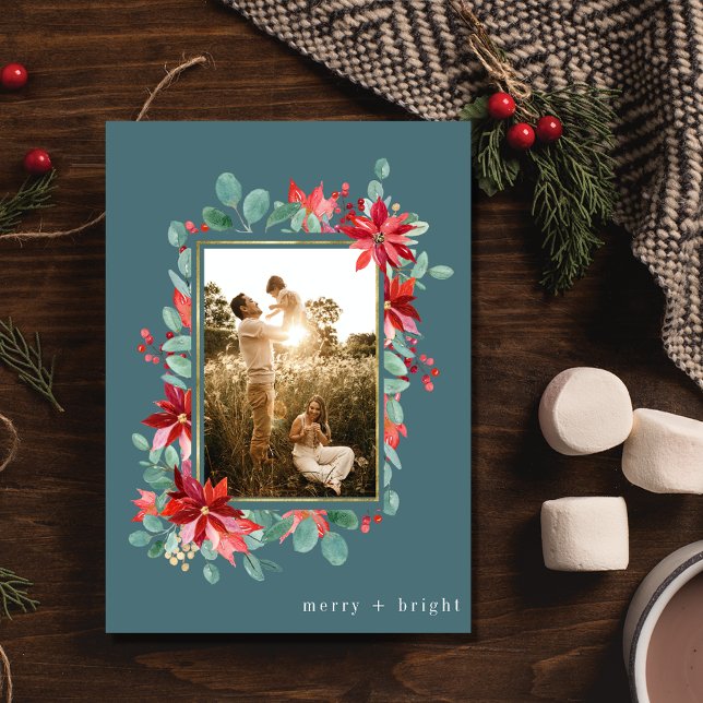 Merry Bright Botanical Photo Christmas Holiday Card (Merry Bright Botanical Photo Family Christmas Holiday Card)