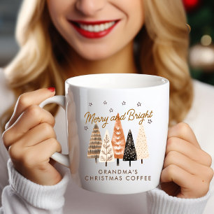 Merry & Bright Brown Personalised Christmas Photo  Coffee Mug