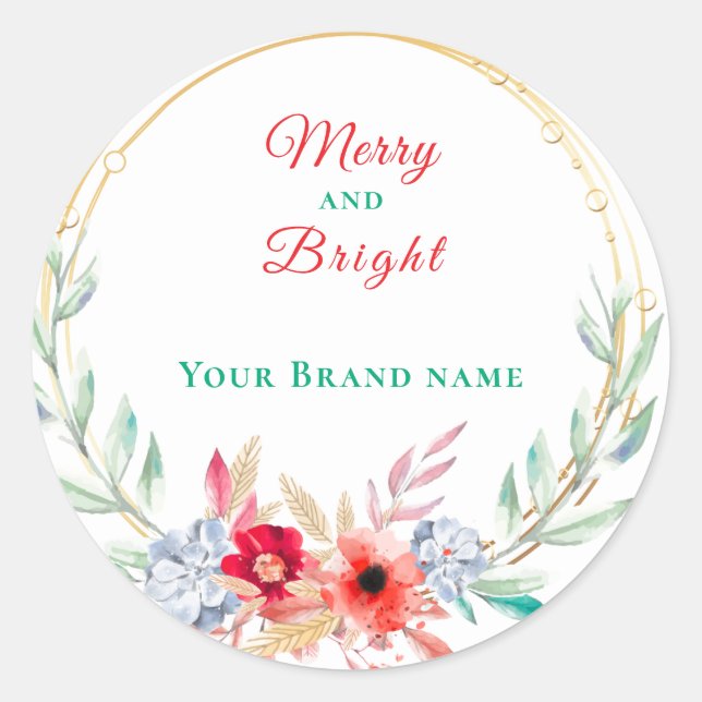 Merry & Bright  Bulk Christmas | Business Classic Round Sticker (Front)