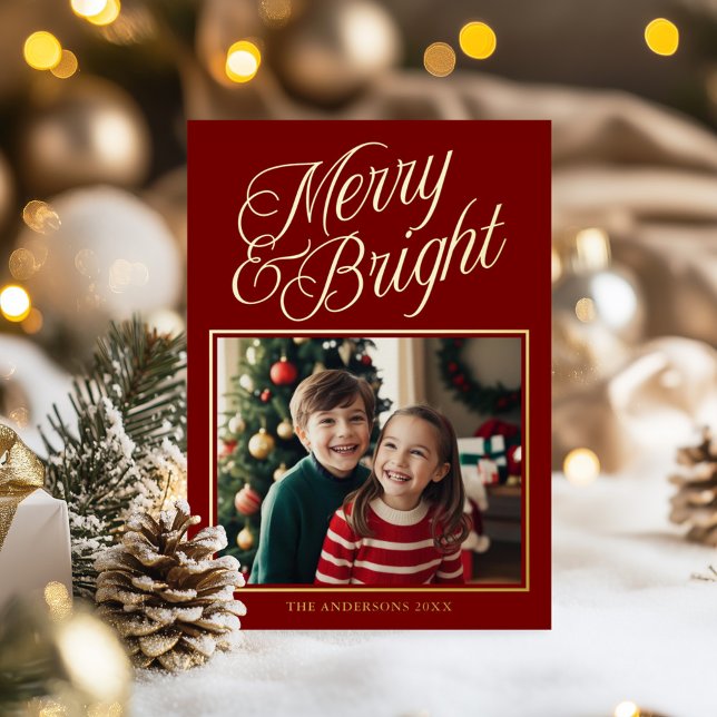 Merry & Bright Calligraphy Red Photo (Creator Uploaded)