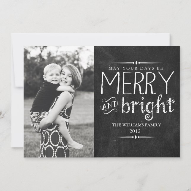 Merry & Bright Chalkboard Card (Front)