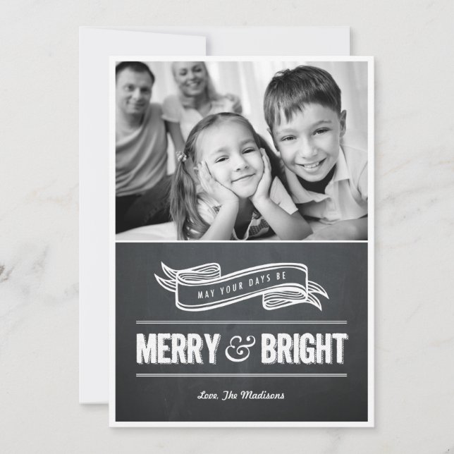 Merry & Bright Chalkboard Christmas Cards (Front)