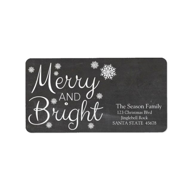 Merry & Bright chalkboard stars holiday label (Front)