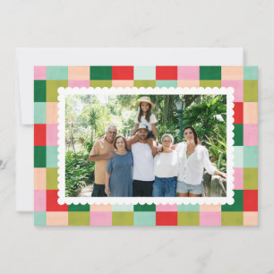 Merry & Bright Chequered Horizontal Holiday Card