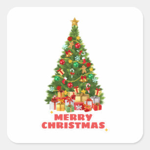 Merry & Bright Christmas 2026 - Vibrant Festive Square Sticker