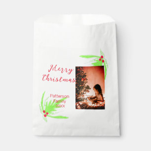Merry Bright Christmas add family name welcome joy Favour Bags