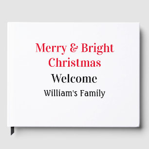 Merry Bright Christmas add family name welcome joy Guest Book