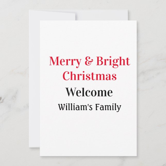 Merry Bright Christmas add family name welcome joy Invitation (Front)