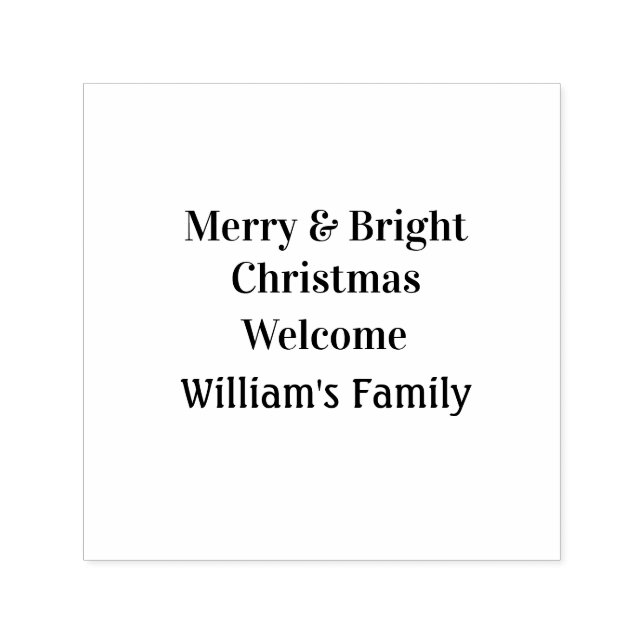 Merry Bright Christmas add family name welcome joy Self-inking Stamp (Design)