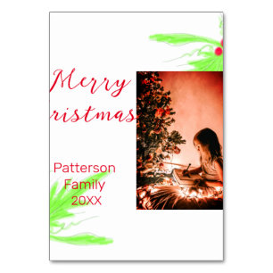 Merry Bright Christmas add family name welcome joy Table Number