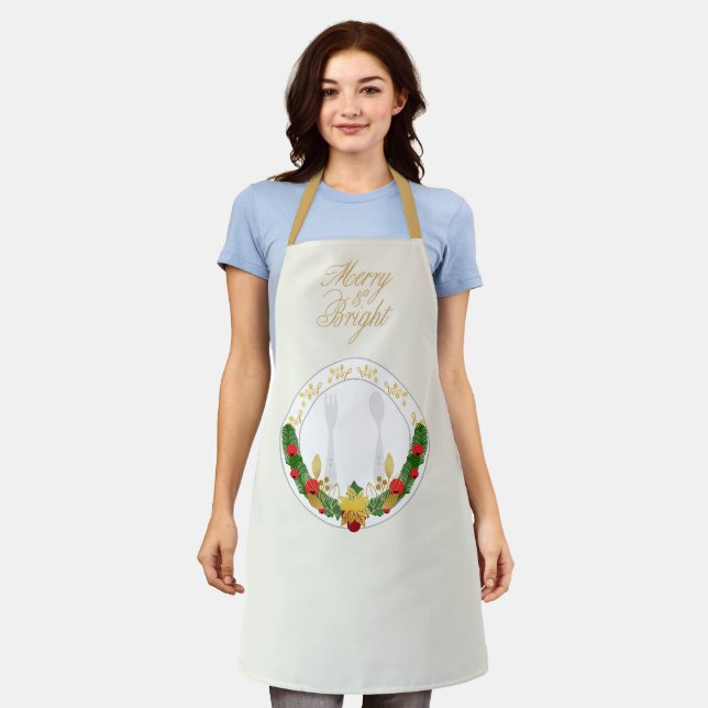 Merry & Bright Christmas Apron (Worn)