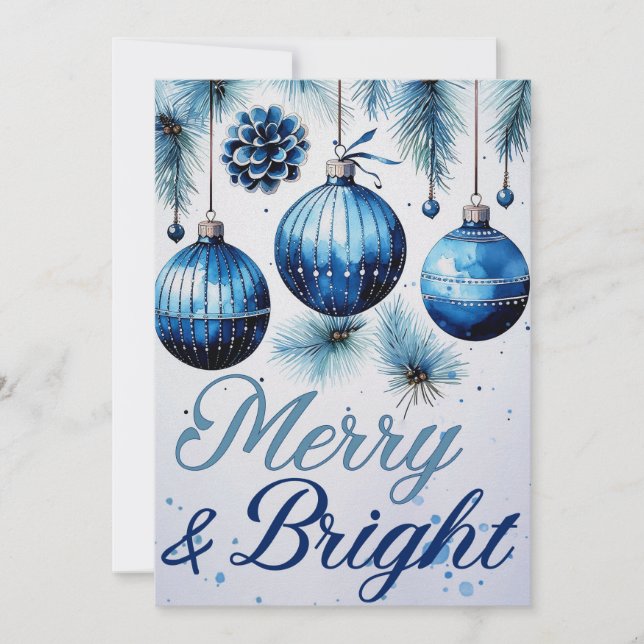 "Merry & Bright" Christmas Cards Set (Front)
