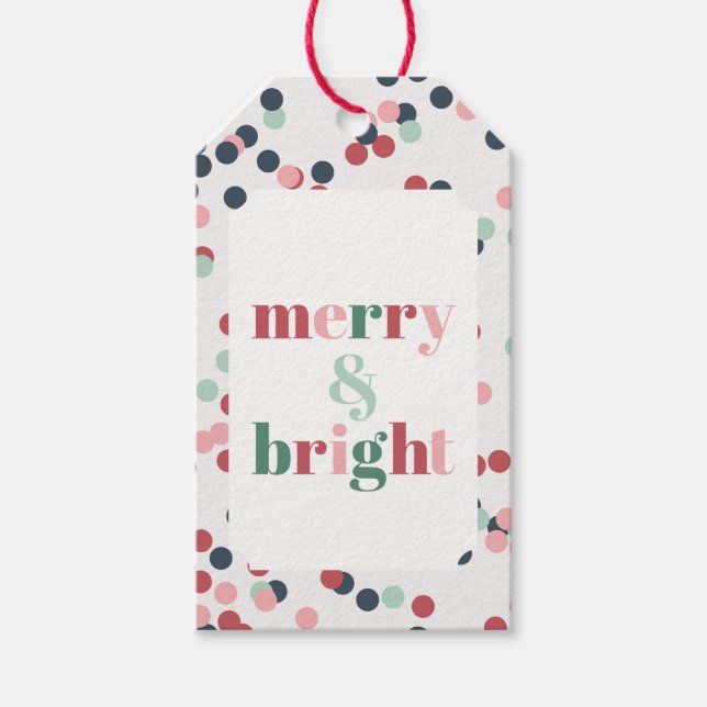 Merry & Bright Christmas Confetti Gift Tags (Front)
