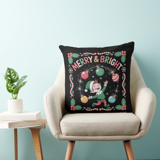  Merry & Bright Christmas Elf | Cute Holiday  Cushion (Chair)