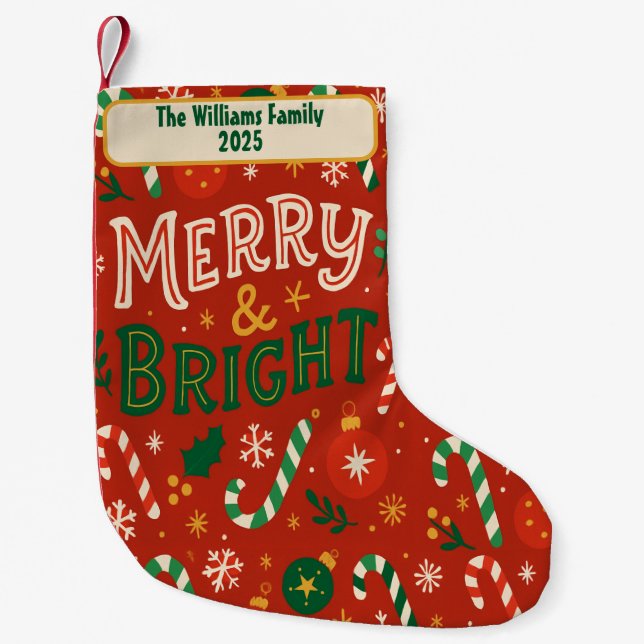 Merry & Bright Christmas Family Stocking (Front)