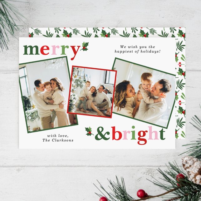 Merry & Bright Christmas Fun Family Holiday Card (Creator Uploaded)