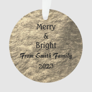 Merry & Bright Christmas Gold Golden Sepia Gift Ornament