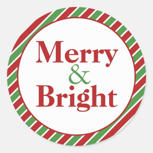 Merry & Bright Christmas Holiday Envelope Seals (Front)