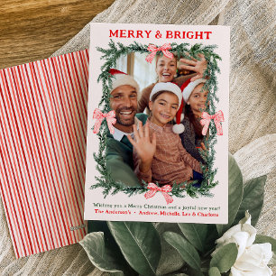 Merry & Bright Christmas Holiday Family Photo Card