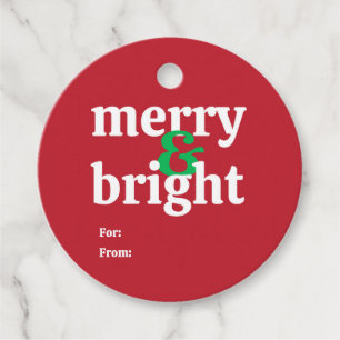 "Merry & Bright" Christmas Holiday Gift Tag