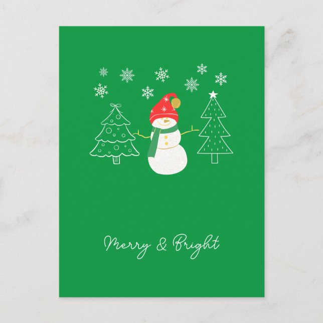Merry & Bright Christmas Holiday Postcard (Front)