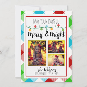 Merry& Bright Christmas Light Photo Christmas Card