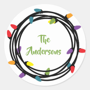 Merry & Bright Christmas Lights Classic Round Sticker
