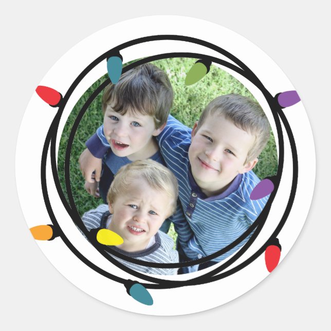 Merry & Bright Christmas Lights Classic Round Sticker (Front)