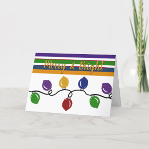 Merry & Bright Christmas Lights Colourful Holiday Card