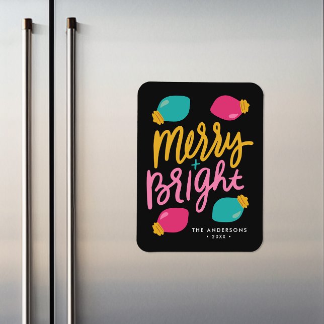 Merry & Bright Christmas Lights Non-Photo Holiday Magnet (Creator Uploaded)