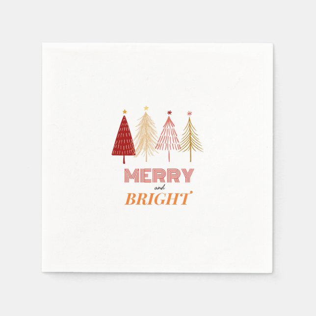 Merry & Bright Christmas Napkins (Front)
