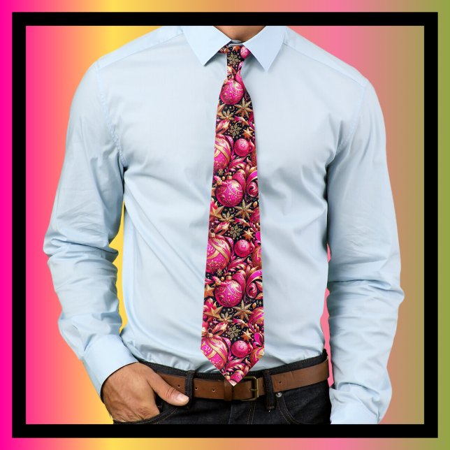 Merry Bright Christmas Ornaments Snowflakes Stars Tie (Creator Uploaded)