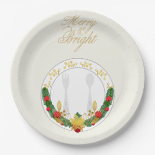 Merry & Bright Christmas Paper Plate