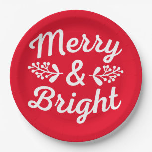 Merry & Bright Christmas Paper Plate
