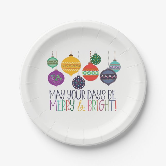 Merry & Bright Christmas Paper Plates (Front)