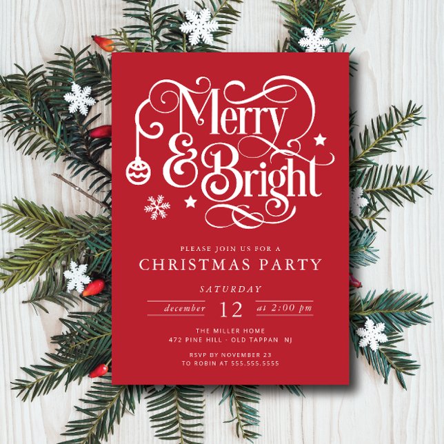 Merry & Bright Christmas Party Invitation (Creator Uploaded)