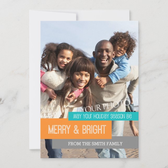 Merry & Bright Christmas Photo Card (Front)