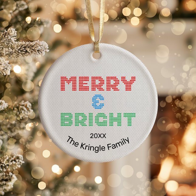 Merry & Bright Christmas Photo Ceramic Tree Decoration (Creator Uploaded)